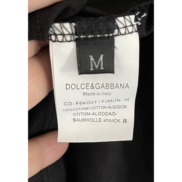 NWT Dolce & Gabbana Women's Black Cotton Floral Heart Embroidered T-Shirt Size M - Picture 6 of 8